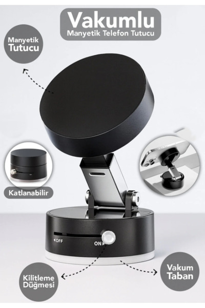 çt çeçem ticaret Suport pentru telefon de 360 ​​de grade cu ventuză magnetică...