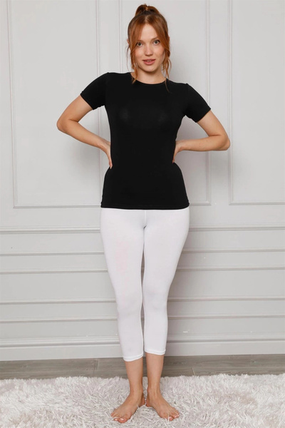 mtm My The Mall Combed Cotton Lycra Knee-Length Leggings White