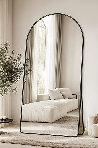 Taimi Extra Large Mirror With Elegant Design 180 X 80 Cm - Black Metal Frame ...