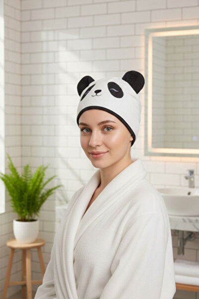 shop Prosop de uscare a părului din microfibră cu figurină Panda - Bonetă de ...