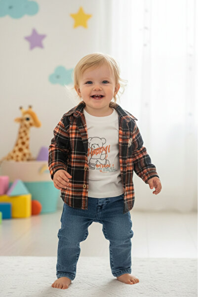 Gebelog Baby Boy Plaid Shirt and Denim Pants Set