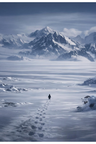 512 STORE Tek Başına Yürüyen Penguen Duvar Dekor Çerçevesiz Kuşe Kağıt Poster...