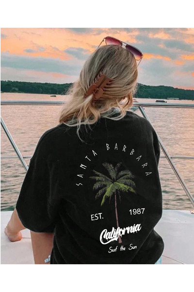 Marco Fresco تيشيرت سانتا باربرا مطبوع للشباب قصة فضفاضة بأكمام قصيرة للاستخد...