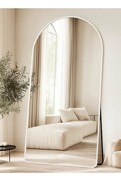 M SMART Extra Large Mirror With Elegant Design 180 X 80 Cm - White Metal Fram...