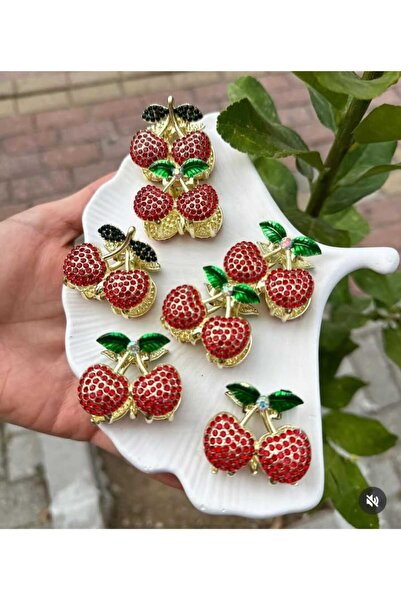 ella'nın çarşısı مشبك معدني ذهبي اللون مرصع بحجر الزركون الكرزي قطعة واحدة مق...