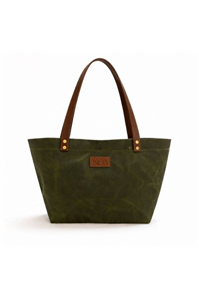 Noa Bag NOÁ Su Geçirmez Kanvas Tote Çanta – Günlük Kullanım, Gerçek Deri Sap