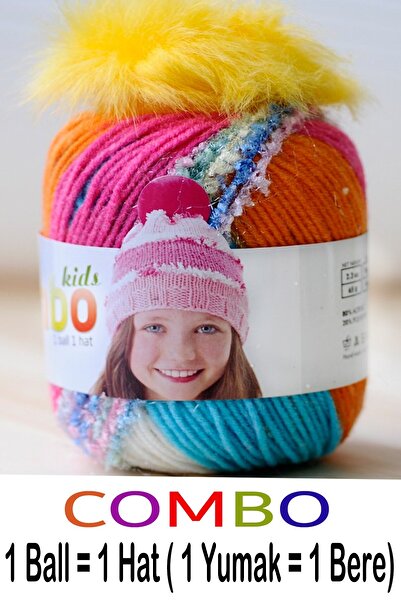 Diva İplik كومبو 01 - (OUTLET) - قبعة صوفية مع كرة زينة (1 كرة = 1 قبعة) (1 ك...