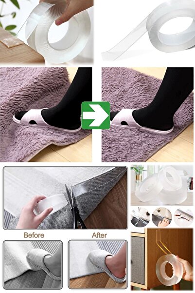 Munico Iz Engelleyici Yapmaz Nano Paspas Çift Tutma Sabit Taraflı Bant Halı H...