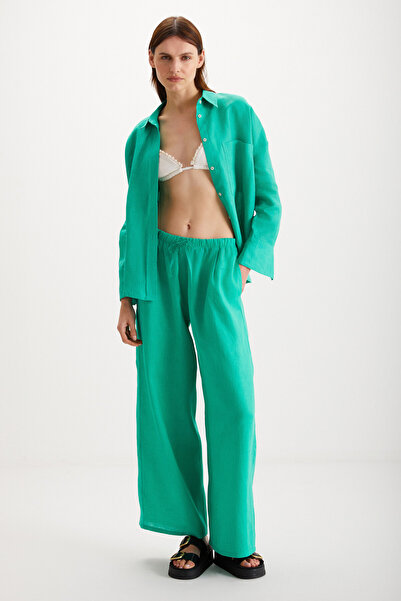 ETHIQUET MELANTHA Дамски панталони Ленени зелени панталони