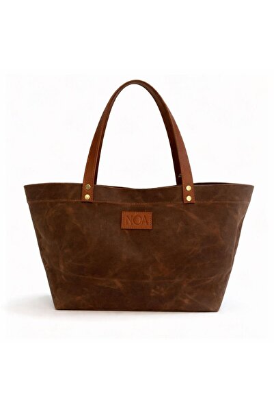 Noa Bag NOÁ Su Geçirmez Kanvas Tote Çanta – Günlük Kullanım, Gerçek Deri Sap