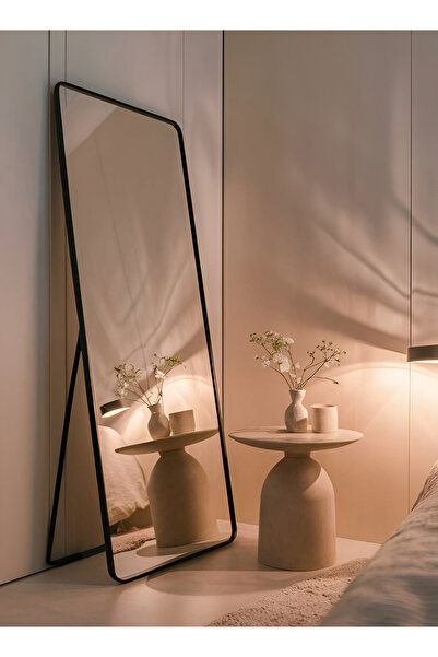 Taimi مرآة كبيرة بتصميم أنيق 160×50 سم - مرآة كاملة الطول بإطار معدني أسود وح...