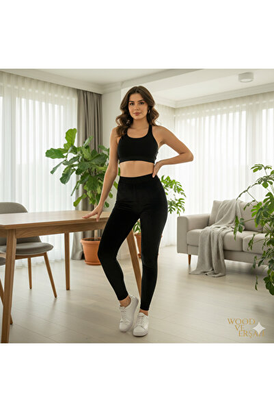 Lüx Wood Sunway 11154 Γυναικείο κολάν βελούδινο με ψηλή μέση και απαλή υφή