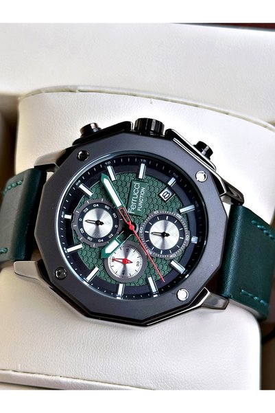 Ferrucci Function Green Color Leather Band Men's Wrist Watch