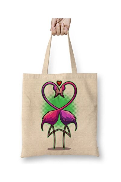 Toyaso Love Birds Flamingo Gift for Lover Valentine's Day Tote Bag Shopping B...