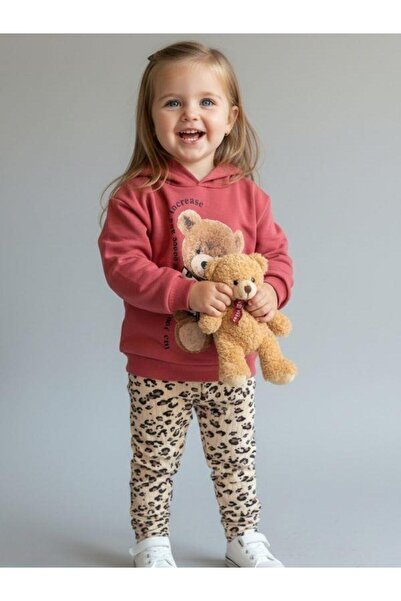 Zekids Σετ φόρμας για κορίτσια με λεοπάρ σχέδιο και αρκουδάκι