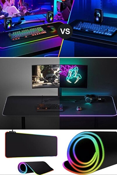 Munico Rgb Oyun Mouse Pad'i Büyük Xxl Boyut Büyük Klavye Pedi Bilgisayar Mous...