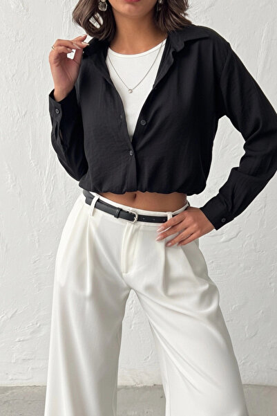 Lusin Women's black 3-piece set: bodysuit, necklace, and shirt