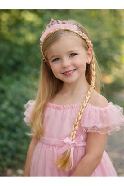 SAMLE Bijuteri TAÇ ÖRGÜ SAÇLI RAPUNZEL PRENSES ÇOCUK TAÇ