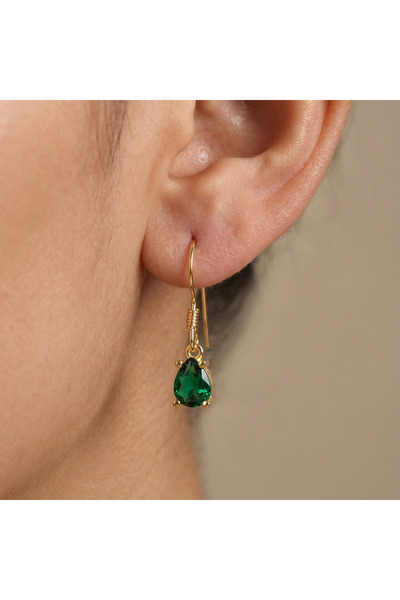 AvaLineAtelier 925 Ayar Gümüş Kişiye Özel Doğum Taşlı Balık Kancalı Küpe 14 A...