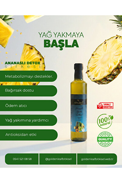 golden leaf Ananaslı Detox Sirkesi (%100 Doğal Fermantasyon) - 500 ml