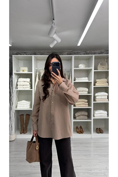 LUUNA STORE Lucia Striped Poplin Shirt - Cream Brown