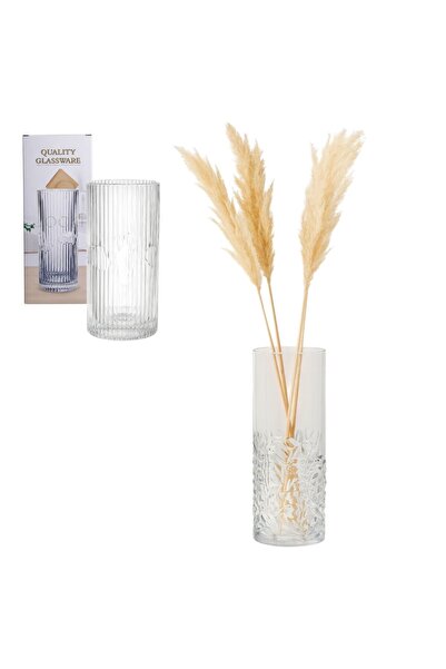 First Choice Flower Vase 25x12cm, Thick Glass, Transparent