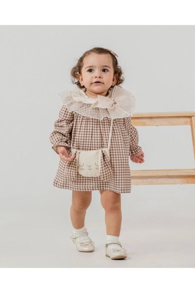 Butik KIZ BEBEK - ÇOCUK TÜL GÜPÜRLÜ PÖTÜKARELİ ELBİSE VE ÇANTA 2 PARÇA ELBİSE...