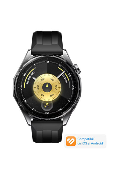 Huawei Έξυπνο ρολόι GT 6, 46 χιλ., μαύρη θήκη από ανοξείδωτο ατσάλι, μαύρο λο...