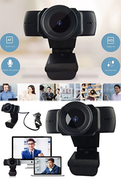 Munico 1080p Web Cam Masaüstü Bilgisayar Video Arama Kamerası Mikrafonlu Evde...