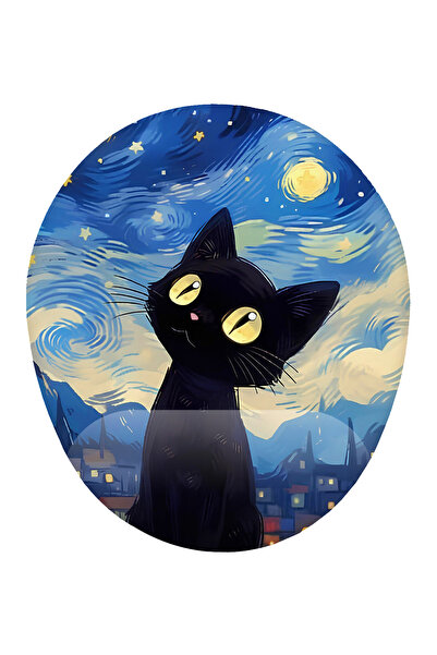 iyi fikirler Van Gogh Kedi Tasarım Bilek Destekli Mouse Pad