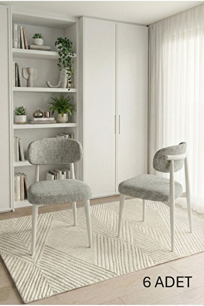 DEREN HOME Polly Serisi 6 Adet GRİ Mutfak Cafe Yemek Odası Sandalyesi Siinebi...