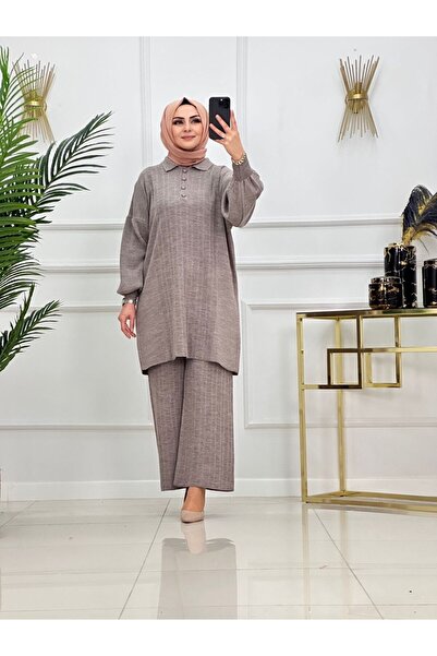 Summer Store Elegant Balloon Sleeve Tunic Trousers Double Hijab Set