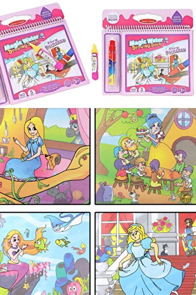 Munico Sihirli Su Çizim Kitap Kalem Boyama Kurulu Peri Pamuk Prenses Boya Def...