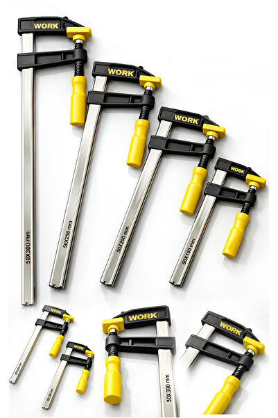 WORKMASTER F Tipi Ahşap Çelik Mengene Kıskaç İşkence 4’lü Set 150–200–250–300...