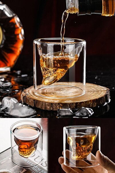 Munico 300 Ml Viski Kokteyl Bardağı Kuru Kafa Model Ice Coffee Bardağı Tasarı...