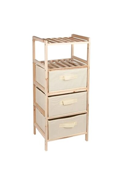 NO BRAND Universal Shelf, Wood, 2 Shelves, 3 Drawers, 32x26x76 cm