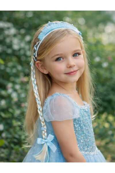SAMLE Bijuteri TAÇ ÖRGÜ SAÇLI RAPUNZEL PRENSES ÇOCUK TAÇ