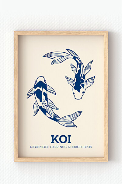 MIOVI WORKS Koi Fish | Çerçeveli Modern Minimal Balık & Japon Esintili Duvar ...