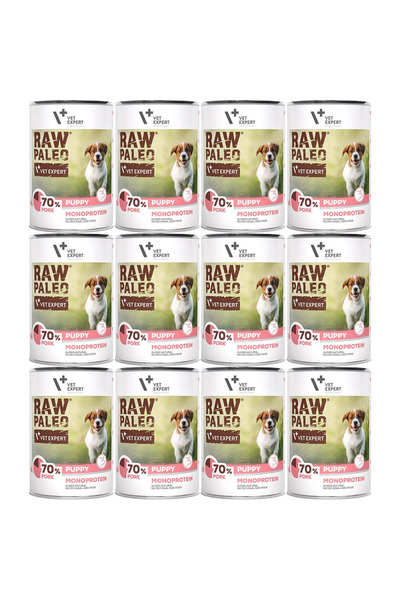 Other VetExpert Hrană Raw Paleo cu Carne de Porc pentru Căței, Conservă, 12 x...