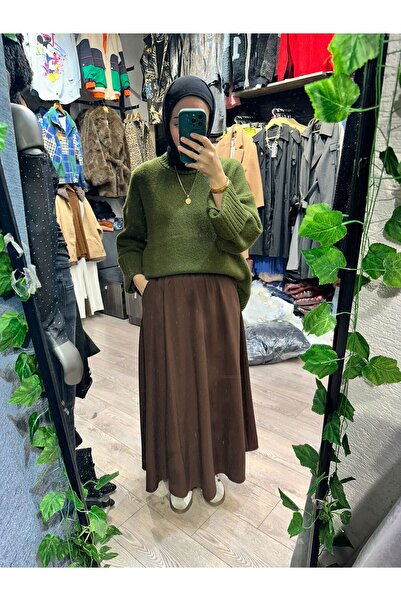 huhu Elastic Waist Long Pocket Straight Model Skirt