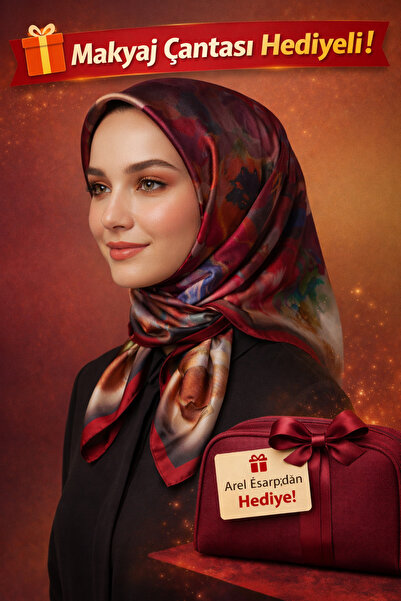 Picasso Silk Look Burgundy Crystal Scarf – Twill Stylish Design 90X90