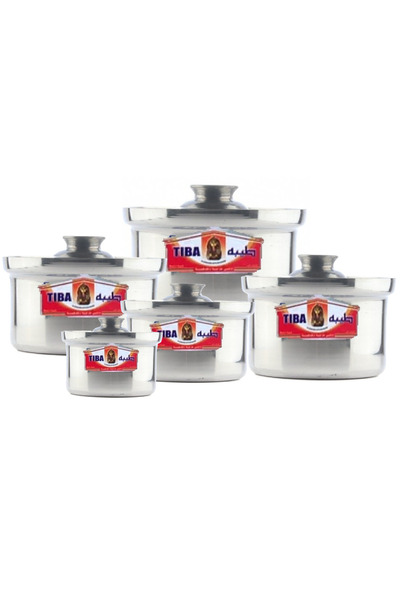 Taiba 5-Piece Aluminum Pot Set 1L/2L/4L/8L/12L Silver