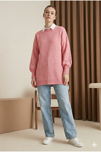 MODAQU Casual Balloon Sleeve Knit Sweater - Powder