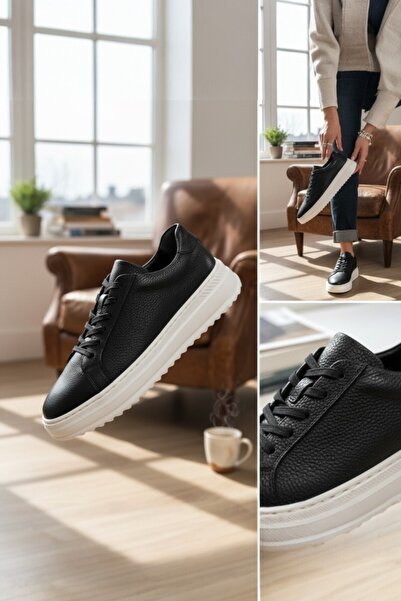 enoch Enoch Genuine Leather Daily Thick Sole Men's Sneaker Comfort Serrated Sole