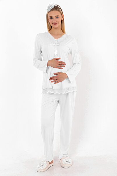 ByLohusa Effortt Ecru Maternity Maternity Pajama Set
