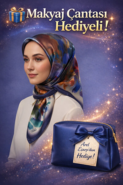 Picasso Silk-Look Navy Blue Crystal Scarf – Twill Stylish Design 90X90