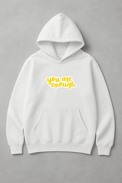 LORVEX Sweatshirt Unisex Oversized Hooded 100% Cotton You Are Enoughh Printed