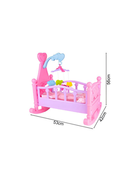 OEM Pătuț pentru păpuși cu accesorii și păpușă inclusă, dimensiuni 53x42x56cm...