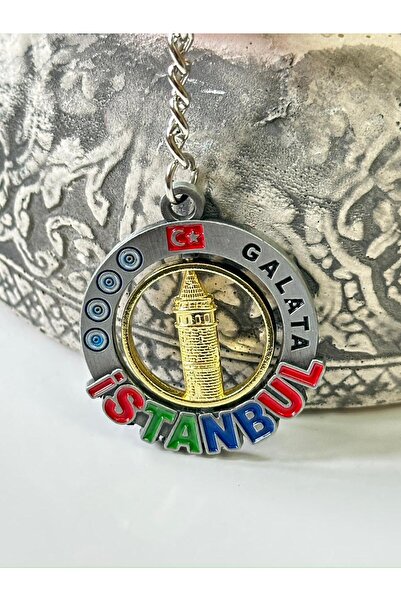 anahtarlık evreni Galata Tower and Istanbul Written Color Metal Keychain – So...