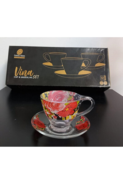 OEM Set of colored glass cups and saucers 230ml